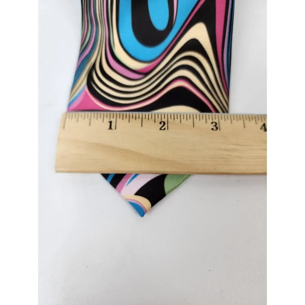 Barry Wang Psychedelic Swirls Colorful Necktie 70s Costume Fathers Day Fun Funky